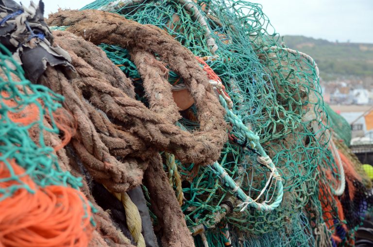 2019 Calendar – May’s image is unwittingly topical. Much in 
the news is the plastic discarded in the seas 
and oceans. Recovered netting and rope at 
Lyme Regis.